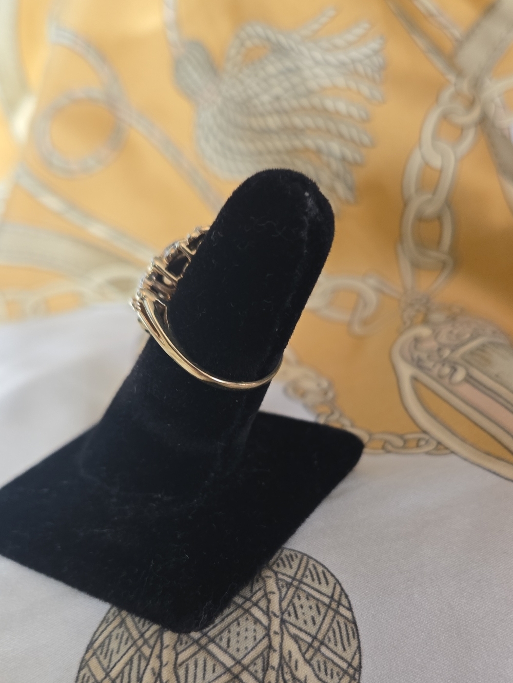 Midcentury, Art Deco look, Two Tone 10K Gold, Navette shape, Cross Ring - Picture 4 of 10